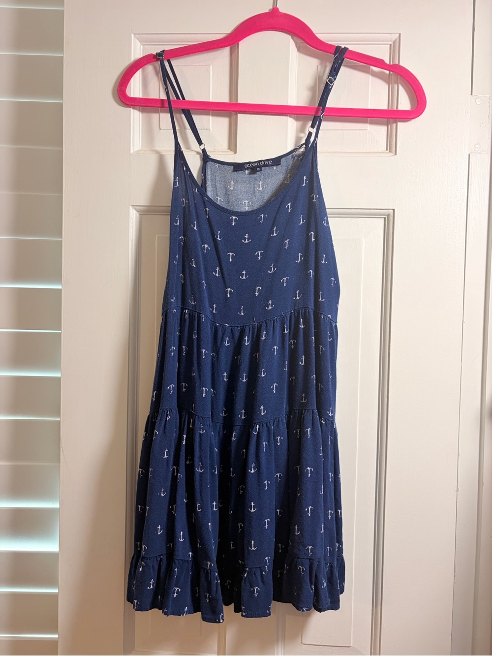 Ocean Drive Navy Blue Anchor Tiered Sundress